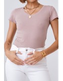 Tricou dama cu decolteu in V cappuccino 2310 - Magazin online - Boutique